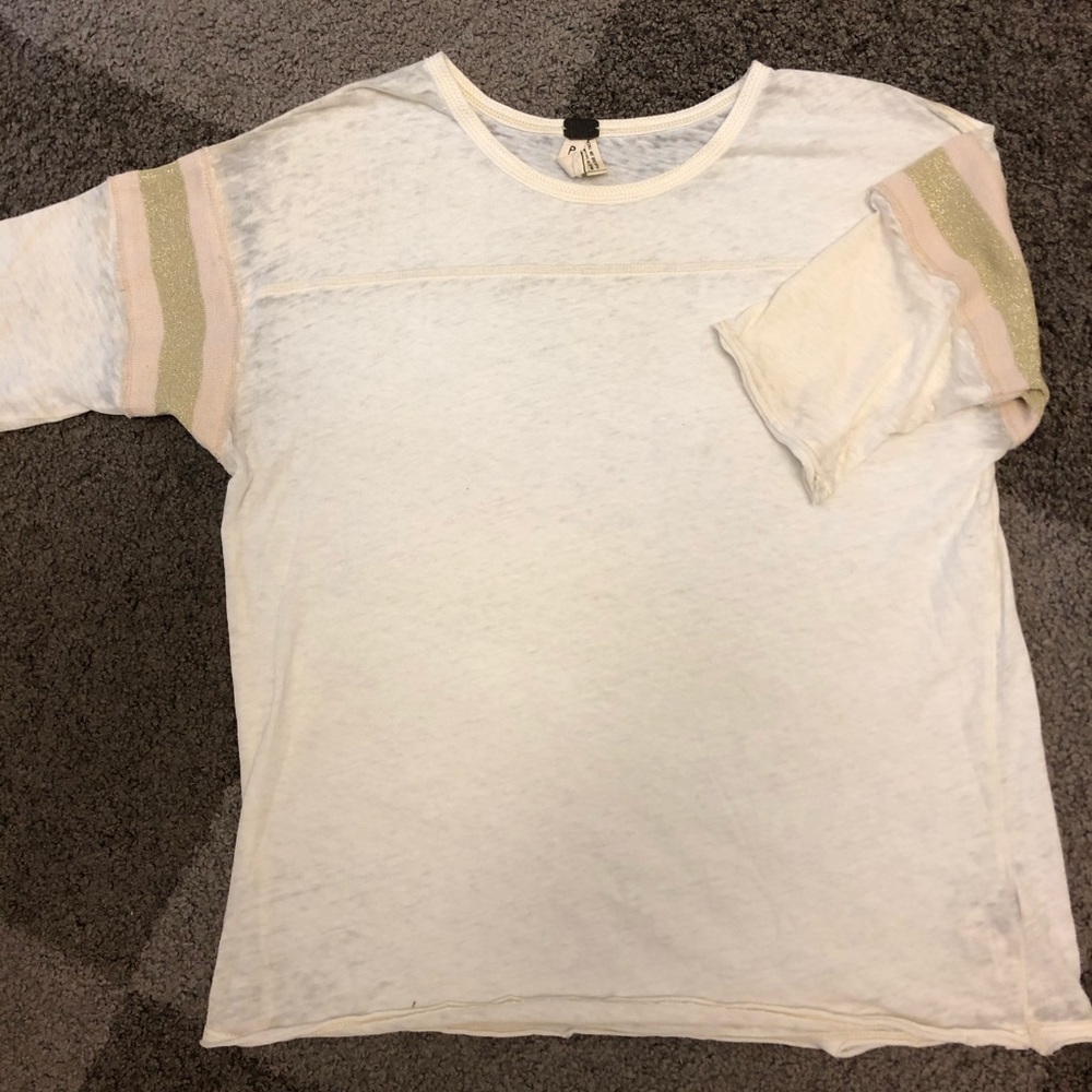 Crew neck oversized T-shirt w knit stripes